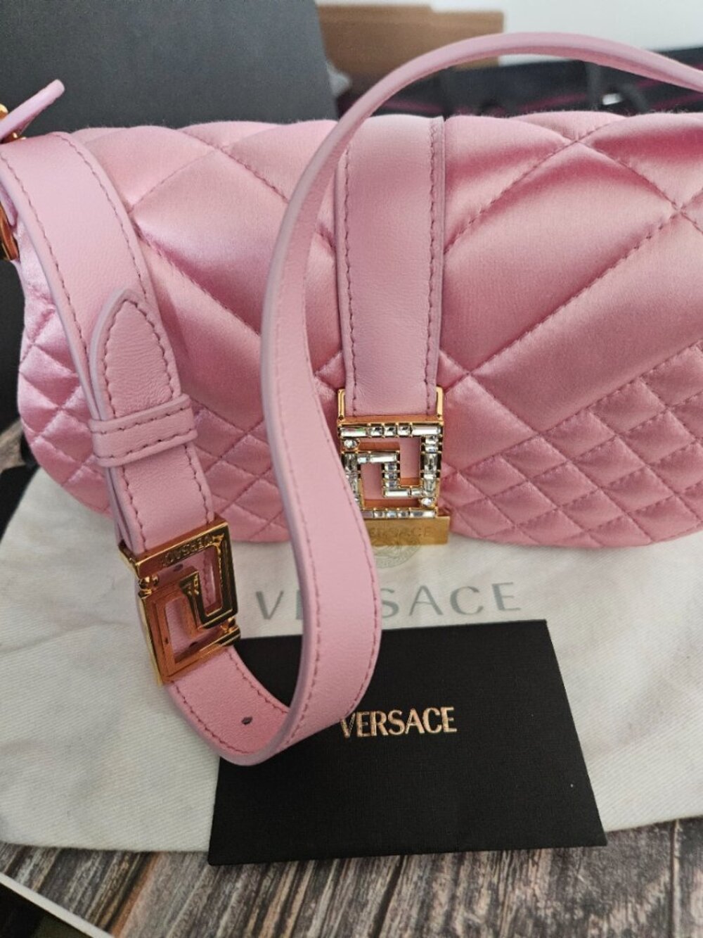 Versace Greca Goddess Quilted Satin Shoulder Bag - Picture 11 of 11